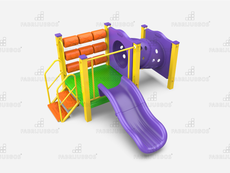 Un refugio de primera infancia con tubo de gateo